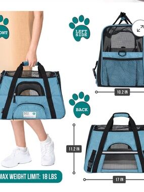 PetAmi Airline Approved Ventilated Pet Carrier + 50+ Training Pads